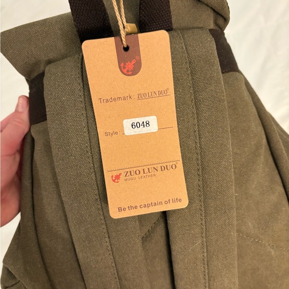 Olive Green Canvas Backpack - Picture 9 of 12